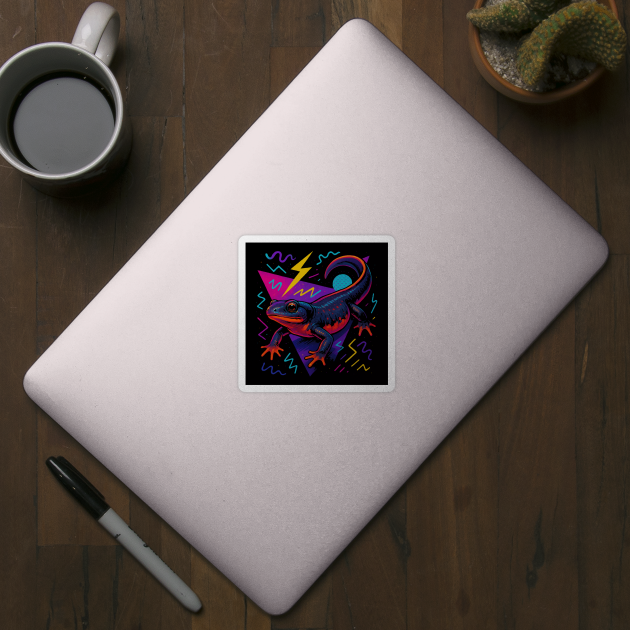 Retro Neon Paddle-tail Newt by Reptiq's Store